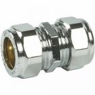 Chrome Compression Straight Coupling 15mm