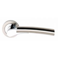 Satin Nickel/Pol Chrome Ultimo Lever on Round Rose - Screw Rose - DH003650