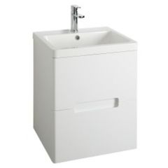 Selkirk Wall Hung 2 Drawer Unit with Basin Gloss White 500mm - 53201/53000