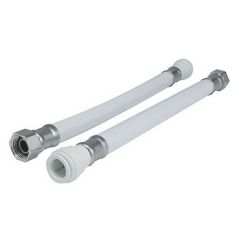 Pack of 2 White Flexi Hoses 22mmx3/4"x300mm WFLX22